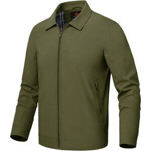 Men's Stylish Jackets Lightweight 01 Army Green Coat Front Closure Zip Pockets